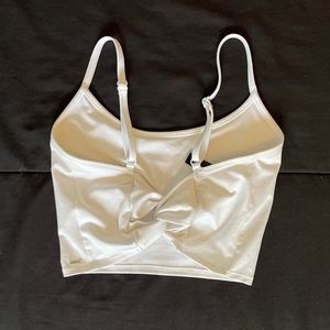 Victoria’s Secret Lined Twist Knotty Back Cami Straps Tank Top Sports Bra White
